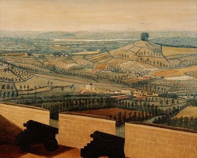 Omfattende landskab set fra Rodborough Fort, ca. 1764 (detalje af 65821) af English School